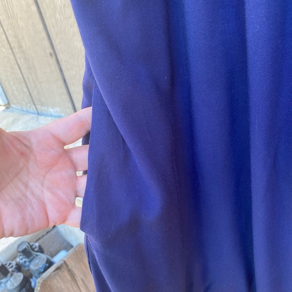 Navy dress with yellow ladder cut out details-pockets!see details for sizing - Picture 5 of 5